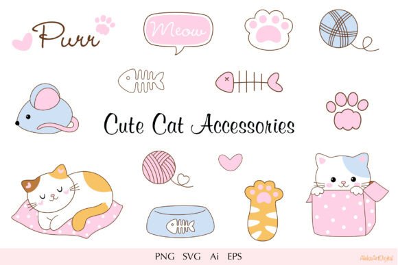 Download Cute Kawaii Cat Accessories Part 3 - Premium Bundle
